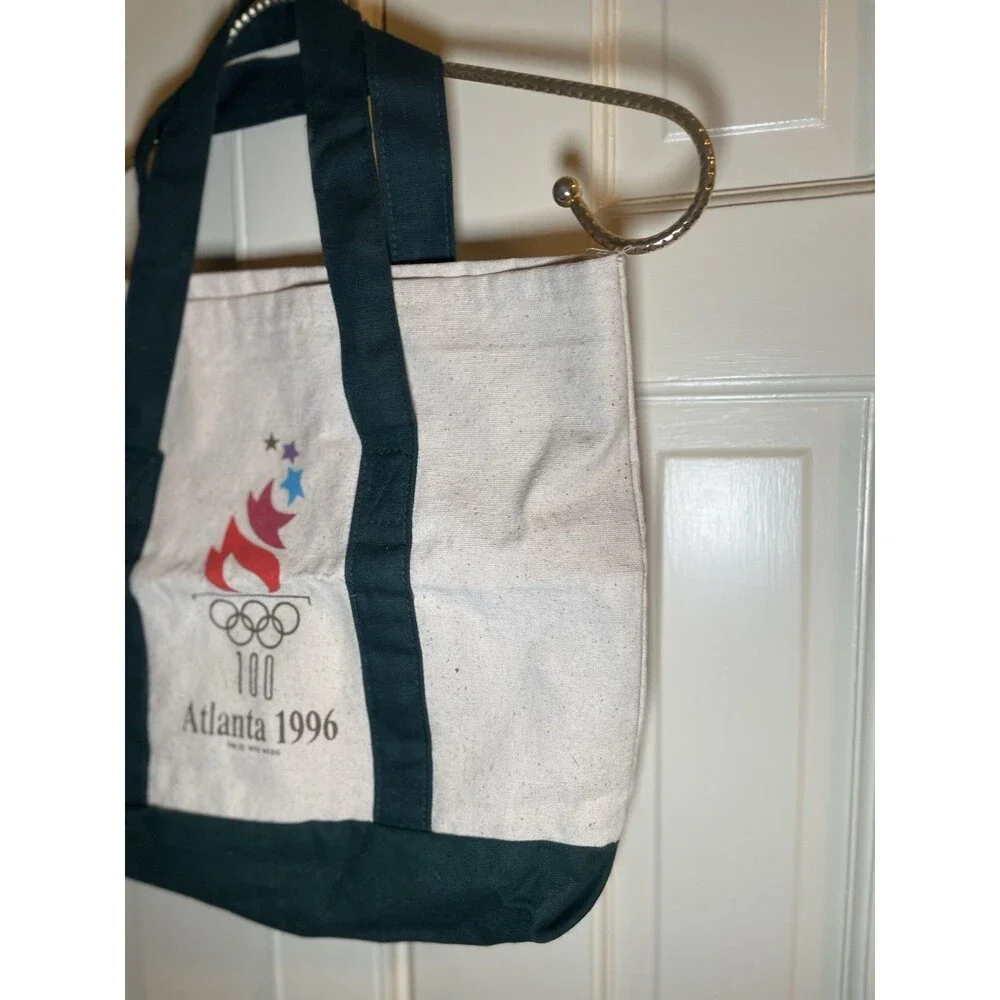 Vintage 1996 Atlanta Centennial Olympic Canvas Tote Bag Green GUC Clean